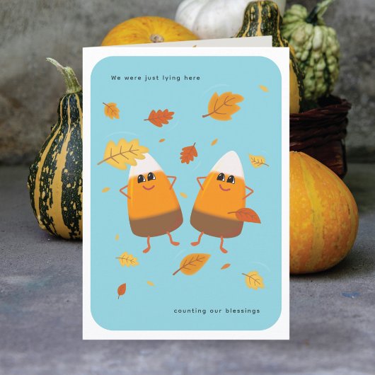 Hemelsblauw | Chocolade Candy Corn Koppel | Herfst Feestdagen Kaart