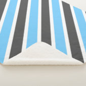 Hemelsblauw & donkergrijze strepen sherpa deken (3/4)