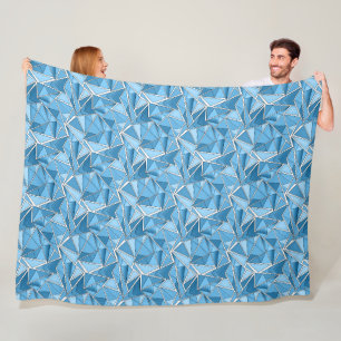 Hemelsblauw en blauwe geometrische vormen patroon fleece deken