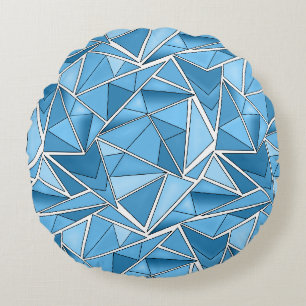Hemelsblauw en blauwe geometrische vormen patroon rond kussen