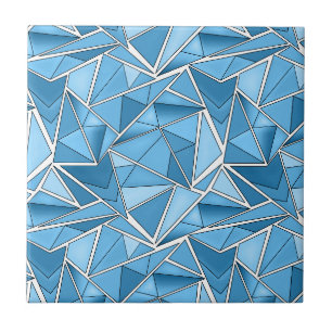 Hemelsblauw en blauwe geometrische vormen patroon tegeltje