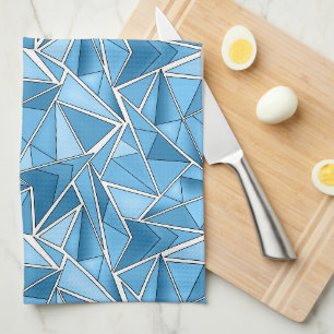Hemelsblauw en blauwe geometrische vormen patroon  theedoek
