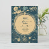 Hemelsblauw en Golg Tarotkaart Bruiloft Kaart (Staand voorkant)