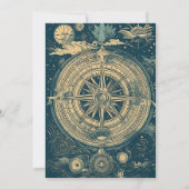 Hemelsblauw en Golg Tarotkaart Bruiloft Kaart (Achterkant)