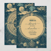 Hemelsblauw en Golg Tarotkaart Bruiloft Kaart (Voorkant / Achterkant)