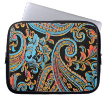 Hemelsblauw en herfst oranje vintage paisley full