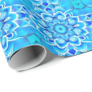 Hemelsblauw en kobalt Batik Mandala Patroon Cadeaupapier