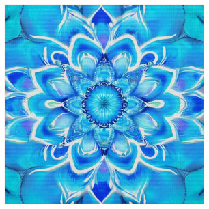 Hemelsblauw en kobalt Batik Mandala Patroon Stof