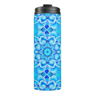 Hemelsblauw en kobalt Batik Mandala Patroon Thermosbeker