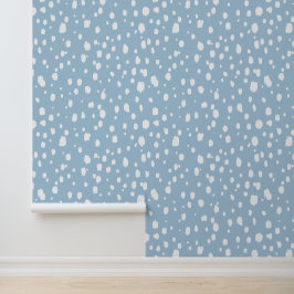 Hemelsblauw en witte abstracte stippen behang