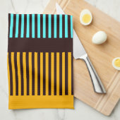 Hemelsblauw Geel Bruin Strepen Theedoek (Quarter Fold)