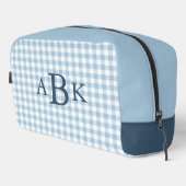 Hemelsblauw Gingham Monogram Toilettasje (Rechterhoek)
