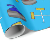 hemelsblauw krulpatroon cadeaupapier (Rol Hoek)