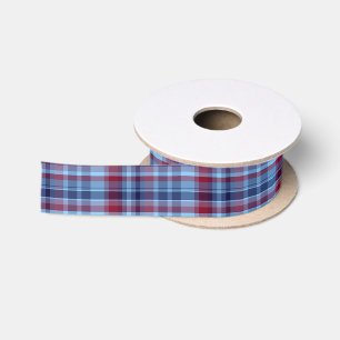 Hemelsblauw Marine Burgundy Preppy Madras Satijnen Lint