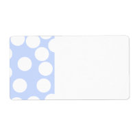 Hemelsblauw met grote witte stippen.