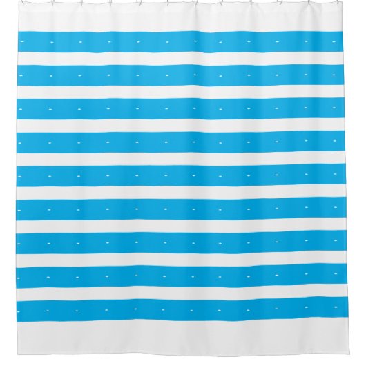 Hemelsblauw met witte strepen douchegordijn (Voorkant)