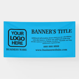 Hemelsblauw | Modern Black Business Logo Spandoek
