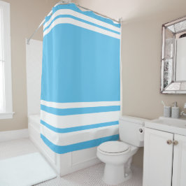 Hemelsblauw: Moderne lijnen in wit Douchegordijn