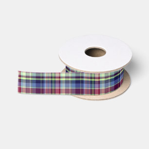 Hemelsblauw Navy Bourgondië Pistache Preppy Madras Satijnen Lint