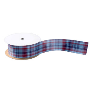 Hemelsblauw Navy Bourgondië Preppy Madras Satijnen Lint