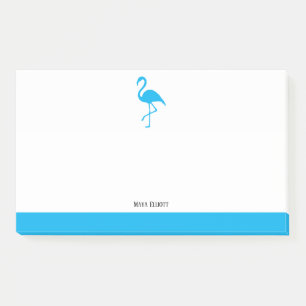 Hemelsblauw op Witte Flamingo & Rand w / Naam Post-it® Notes
