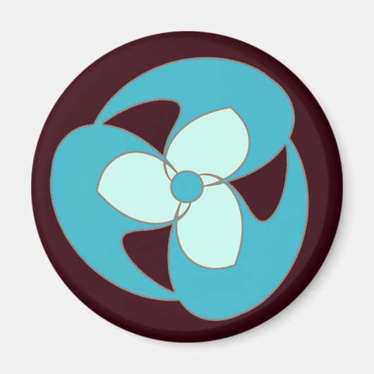 Hemelsblauw Retro Crescent Spiraalvormige Bloemmag Magneet (Voorkant)