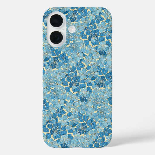 Hemelsblauw vintage bloemenpatroon omslag Case-Mate iPhone case (Achterkant)