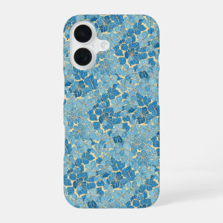 Hemelsblauw vintage bloemenpatroon omslag iPhone 16 hoesje