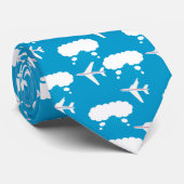 Hemelsblauw vliegtuigpatroon stropdas (Opgerold)