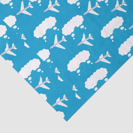 Hemelsblauw vliegtuigpatroon tissuepapier (Detail)