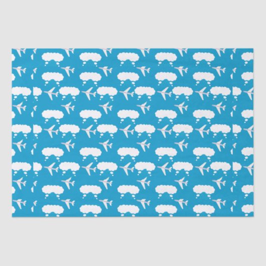 Hemelsblauw vliegtuigpatroon tissuepapier (Voorkant)