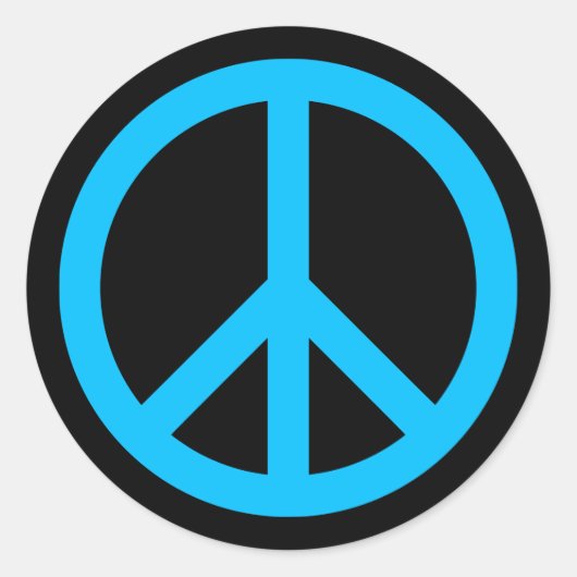 Hemelsblauw Vredessymbool Ronde Sticker (Voorkant)