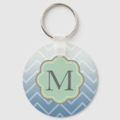 Hemelsblauw Wit Chevron Sleutelhanger (Voorkant)