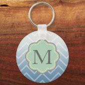 Hemelsblauw Wit Chevron Sleutelhanger (Voorkant)