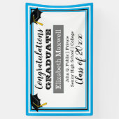 Hemelsblauw Witte Felicitaties Geslaagd Afstuderen Spandoek (Verticaal)