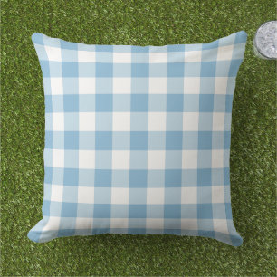 Hemelsblauw Witte Gingham Plaid Rut Buitenkussen