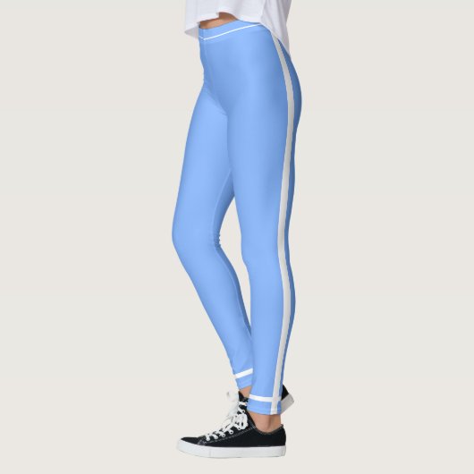 Hemelsblauw Witte zijstreep Leggings (Links)
