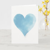 Hemelsblauwe Aquarel Hart Glitter Kaart (Gele Bloem)