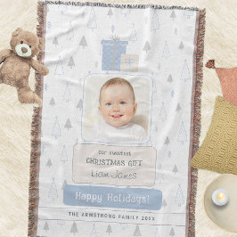 Hemelsblauwe Boho Baby's 1e Foto Kerstmis Deken