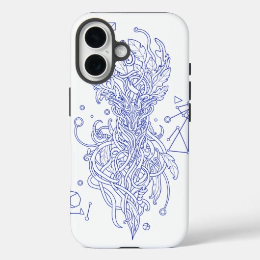 Hemelsblauwe Boom des Levens Lijnkunst: Geometrisc Case-Mate iPhone Case (Achterkant)