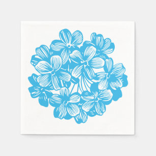 Hemelsblauwe Botanische Hydrangea Bloesem Servet