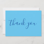 Hemelsblauwe Elegante Moderne Gewone Handlettering Bedankkaart (Voorkant)