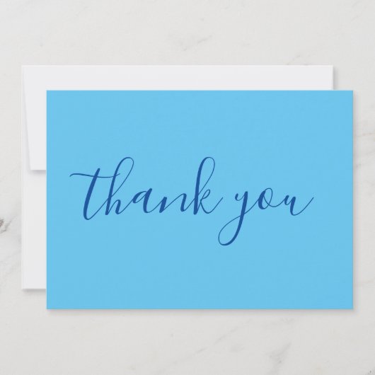 Hemelsblauwe Elegante Moderne Gewone Handlettering Bedankkaart (Voorkant)
