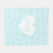 Hemelsblauwe Elegante Script Familienamen Monogram Fleece Deken (Voorkant (Horizontaal))