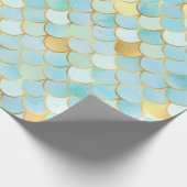 Hemelsblauwe en gouden zeemeermin schubben cadeaupapier (Hoek)