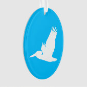 Hemelsblauwe en witte vliegende pelikaan ornament (voorkant)