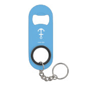 Hemelsblauwe Flesopener Met Aangepaste Tekst Bar S Mini Flessenopener (Achterkant)