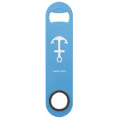 Hemelsblauwe Flesopener Met Aangepaste Tekst Bar S Speed Flessenopener (Achterkant)