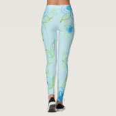 Hemelsblauwe gebloemde leggings (Achterkant)