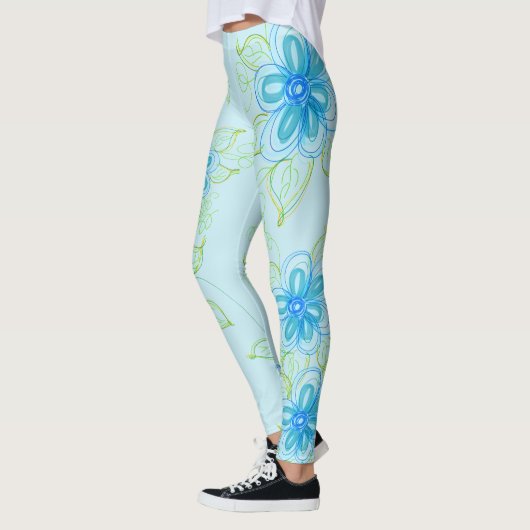 Hemelsblauwe gebloemde leggings (Links)